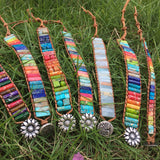 sedmart Fashion Gemstone Bracelets Handmade Bracelets Jewelry Multicolor Yoga Bracelets Friendship Boho Bracelets Leather Bracelets Rectangle Stone Healing Bracelets Sunflower Button Wrap Bracelet