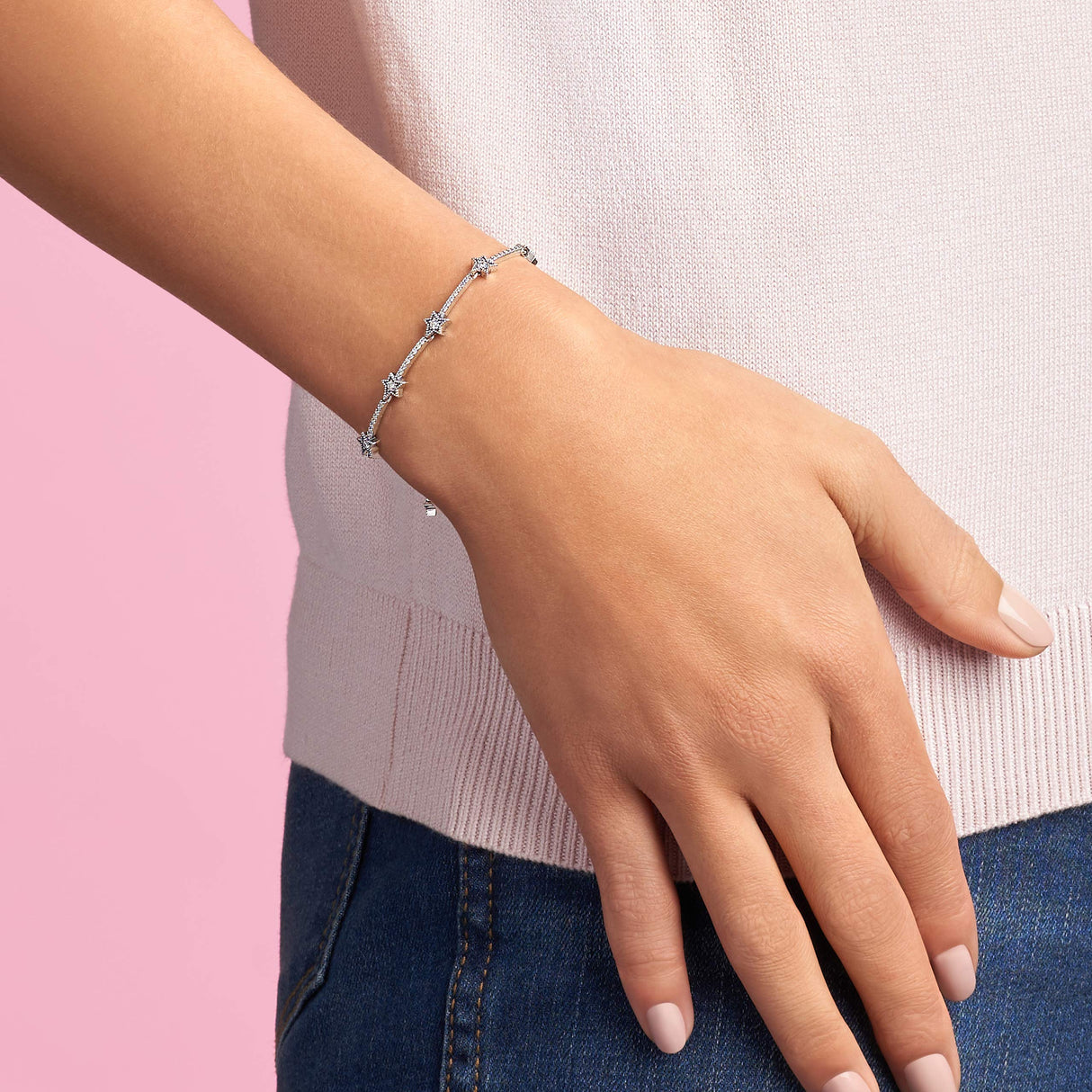 PANDORA Celestial Stars Bracelet - Gift for Her - Sterling Silver & Cubic Zirconia Bracelet for Women - With Gift Box - 7.9"
