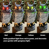 Ugold Solar Powered Garden Owl with Motion Detection, Rotating Head, Realistic Hoots and Silent Mode, Outdoor Statue and Sculpture, Owl Decoration for Home, Garden, Patio and Lawn