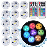 ALED LIGHT Submersible Led Lights with Remote,12 PCS RGBW Pool Light,Waterproof Pond Tea Light,Underwater Lights,Suitable for Vases, Fish Tanks, Hot Tubs, Parties,Wedding,Halloween,Christmas Decor