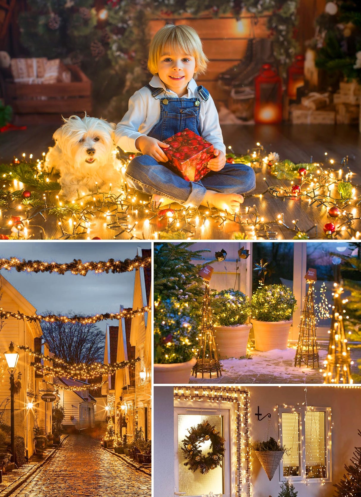 Solar String Lights Outdoor Waterproof, 2 Pack Total 144FT 400 LED Solar Powered String Light with 8 Lighting Modes, Waterproof Patio Lights, Christmas Outdoor Lights for Outside Tree, Warm White