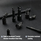 Bates- Impact Socket Extension Set, 18 pcs, Universal Joints & Impact Couplers, Socket Adapter Set, Chrome Vanadium Steel