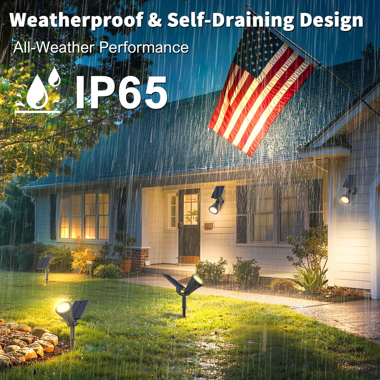 JEJOT 6 Pack Solar Lights Outdoor Waterproof IP65,Warm White Light,2 Lighting Modes,Solar Powered Spotlights for Yard Garden Solar Spot Lights for Flag Landscape Auto On/Off