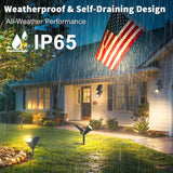 JEJOT 6 Pack Solar Lights Outdoor Waterproof IP65,Warm White Light,2 Lighting Modes,Solar Powered Spotlights for Yard Garden Solar Spot Lights for Flag Landscape Auto On/Off
