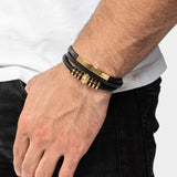SERASAR Mens Bracelets 20cm Gold Gift Box Genuine Leather Cowhide Braided Adjust Able Magnetic Clasp Multi Layer Wrap Jewellery Rope Man Mans Male Band Jewelry Accessories