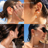 ASHINE Huggie Hoop Earrings, 14K Gold Plated CZ Drops