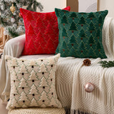 Allorry Christmas Pillow Covers 20x20 inch Set of 2 Christmas Decorations Soft Plush Faux Fur Wool Beige Xmas Tree Throw Pillow Cases Winter Holiday Decor for Sofa Living Room PT-012C20