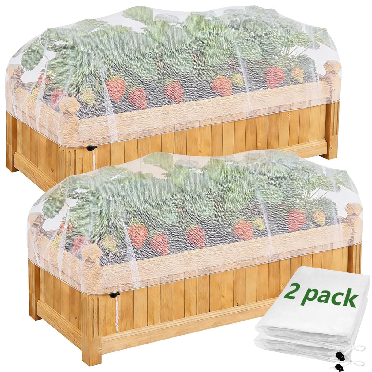 2 Pack Garden Netting for Raised Beds, 37.4" x 19.6" x 19.6" Garden Bed Insect Bird Netting Cover, Raised Garden Bed Plant Cover Mesh Pest Barrier Screen for Protecting Vegetables Fruits Flowers