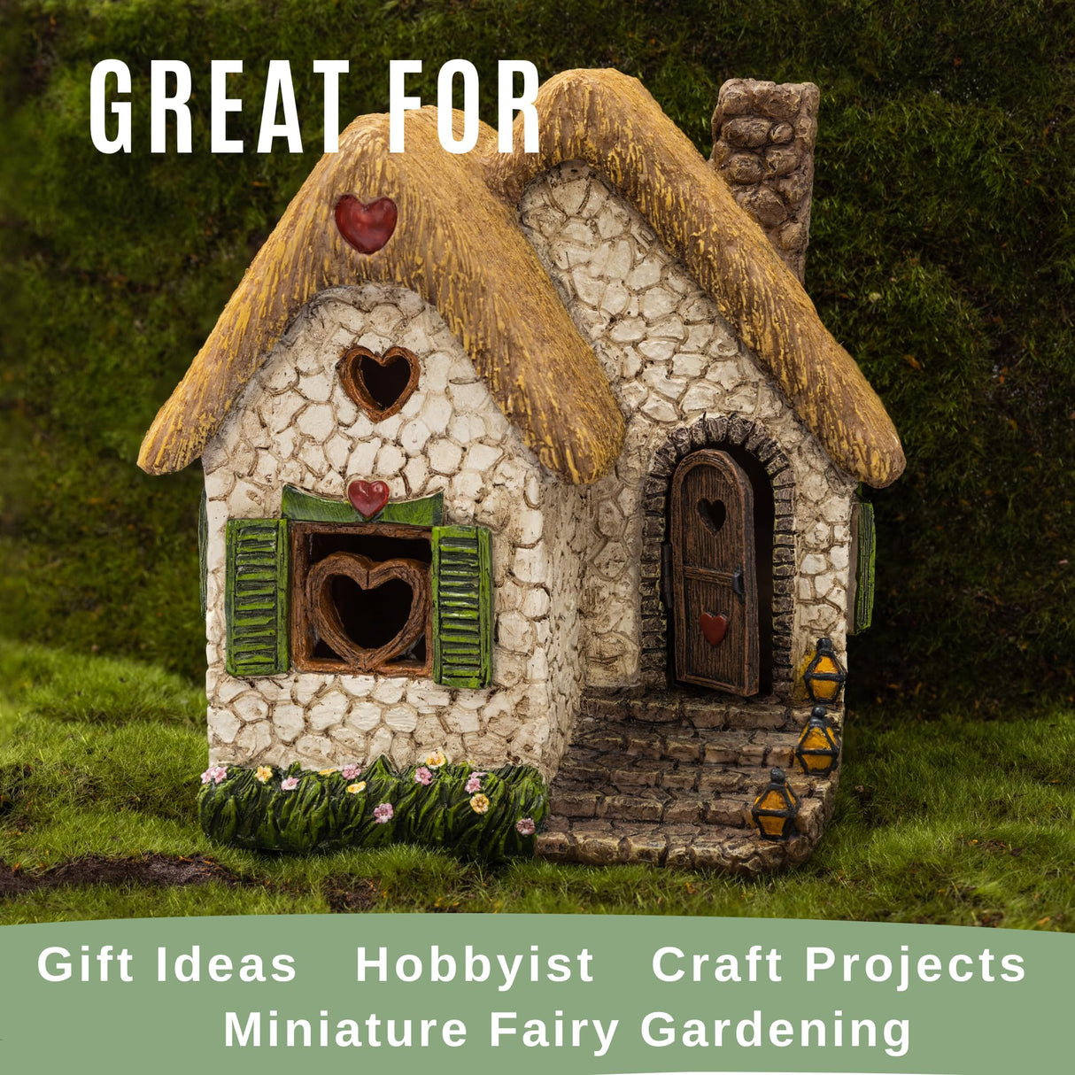 PRETMANNS Fairy Garden Houses for Outside – 7 Inch Fairy House with Opening Door – Miniature Fairy Garden Accessories Outdoor for Adults – Durable Fairy Village Décor