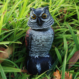 Hausse 3 Pack Bird Scarecrow Mini Fake Owl Decoy Sculpture, 8.26 inch Wagging Head Plastic Small Owl Bird Deterrents, Nature Enemy Horned Pest Repellent for Outdoor Garden Yard