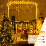 Ollny Icicle Lights for Outside 720LED 60FT, Warm White Christmas Lights with Remote 8 Modes Dimmable, Waterproof Connectable Timer Hanging Light for House Outdoor Yard Indoor Decorations