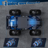 Hielse Remote Control Car, All-Terrain Remote Control Truck for Boys, Rechargeable Rc Truck with LED, 1:20, 10KM/H, 2 Motors, 2.4GHZ, Speed Friendly, Sturdy, Rc Cars for Christmas, Kids, Beginner