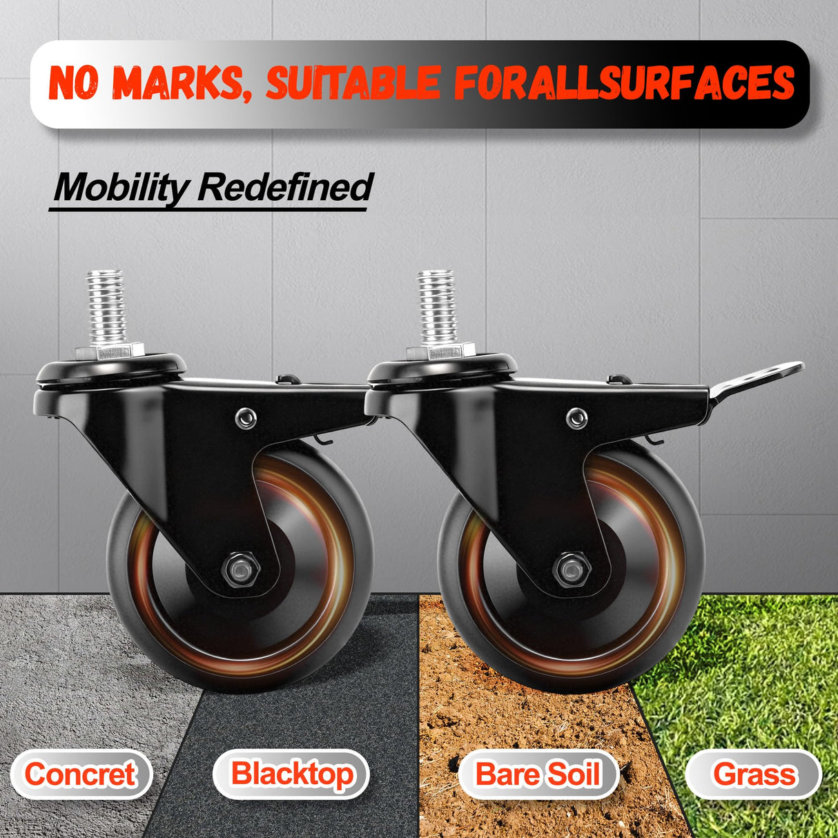 goduog 2-Pack 74064 Grill Locking Caster Wheel for Pit Boss - 3" 74064 Grill Stem Caster Replacement for Pit Boss Pro Series 1100, Austin XL Parts, Pit Boss 820, Navigator 850, Louisiana Grill