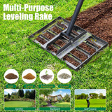 Lawn Leveling rake 17"x9.4" Levelawn Tool with 70.5" Adjustable Long Handle Heavy Duty Landscape Leveling Rake Lawn Leveler Yard Tool for Backyard, Golf Course, Garden, Pasture, Farm