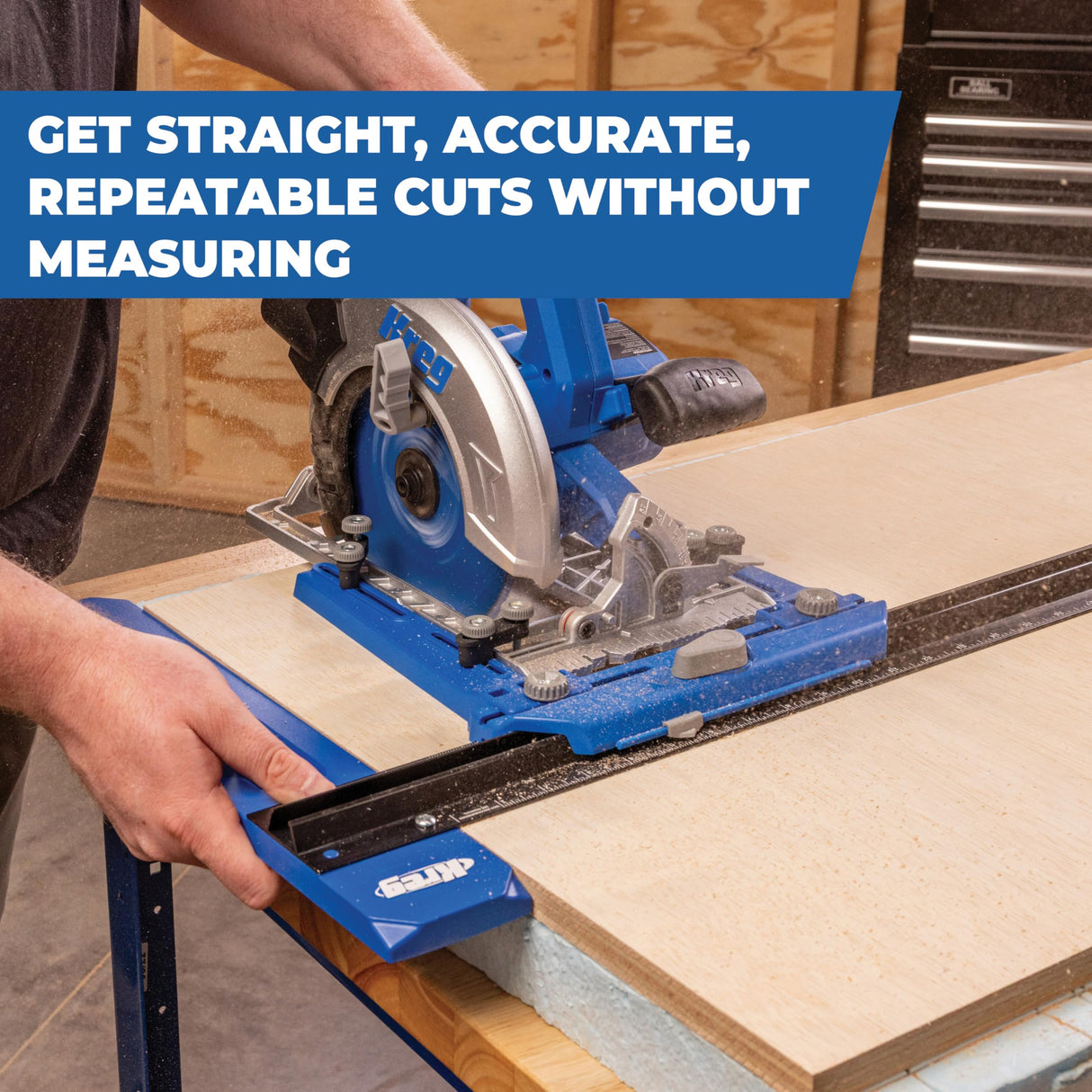 Kreg KMA2400 Rip-Cut Circular Saw Guide - Cutting Tool - Guide is Best for Regular (Side-Blade) Circular Saw - Ensure Compatibility Before Use - Woodworking Tools for Home Improvement
