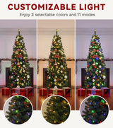 DWVO 7.5 FT Pre-Lit Slim Pencil Fraser Fir Artificial Christmas Tree with 350 Lights and 1000 Branch Tips, Green