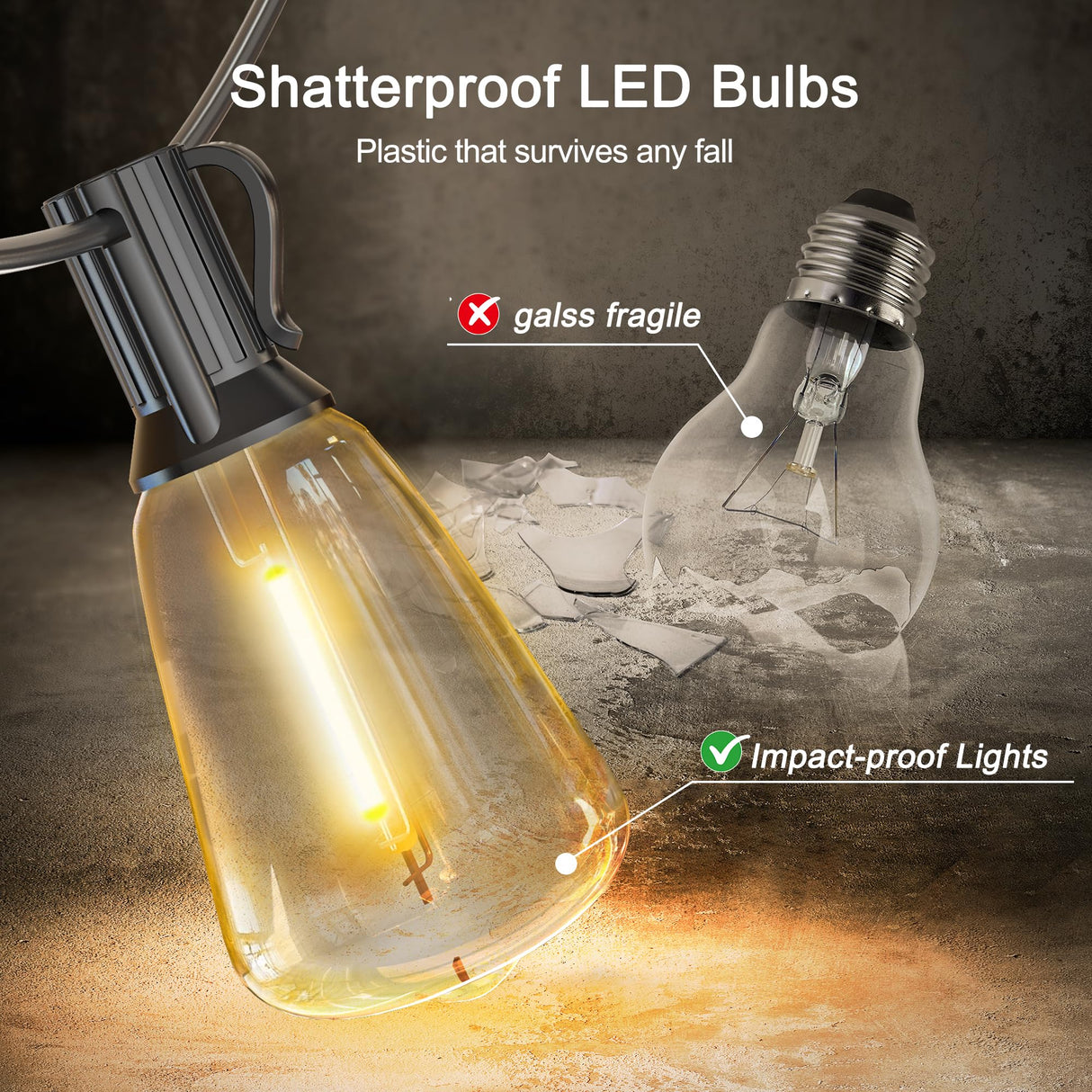 BLIATLUS 100FT Super Bright Solar String Lights Outdoor Waterproof with Remote Control 30+2 Shatterproof LED ST38 Bulbs for Porch Garden Market Bistro Patio Backyard Fence