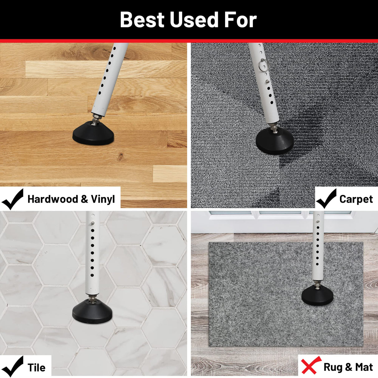Door Security Bar 2 Pack, Heavy Duty Metal Door Stoppers, 2 in 1 Adjustable Door Jammer 18-51 Inch for Hinged & Sliding Patio Doors, Large Non-Slip Base for Apartment Home Travel Hotel Dorm