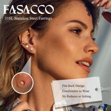 FASACCO 10Pairs Flat Back Earrings for Women Men - Hypoallergenic 14K Gold Plated Stainless Steel Flatback Stud Small Huggie Hoop Earrings 20G Tiny Gold Stud Earring Sets for Multiple PIercing Rose