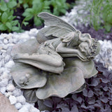 hvfun Garden Fairy Statue,Garden Sleeping Angel on Lotus Leaf with Bird Feeder Feature Outdoor Decor Sculptures Figurine Gardening Lawn