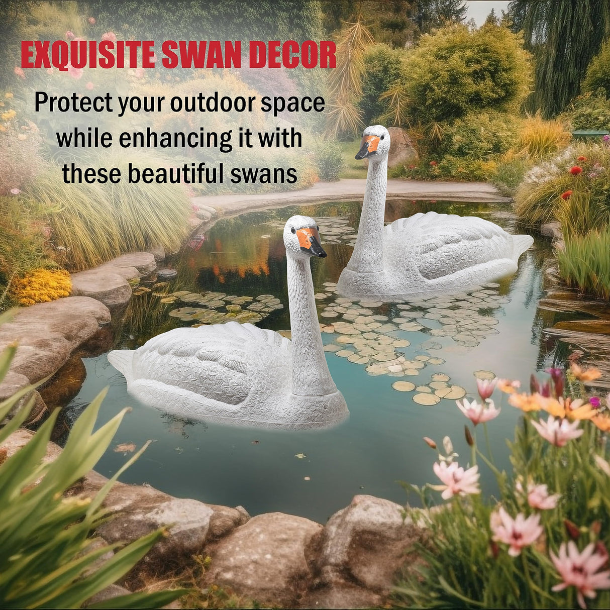 Galashield Swan Decoys for Geese | Large Floating Swan Decoy for Pool, Pond & Lake [2 Pack]
