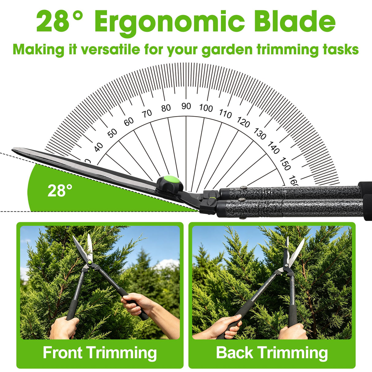 Hedge Shears,30" Hedge Clippers with Sharp Blades Lightweight Garden Scissors for Trimming Bushes Shrubs Manual Plant Shears Gardening Tools with Comfortable Handle for Gardening Landscape Care