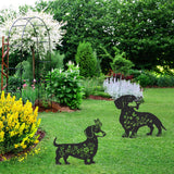 LIRAVENO Dachshund Garden Stakes Decorations - 2 Pcs Metal Dog Lover Statues Set Decor for Yard Black Butterfly Gifts Silhouette Lawn Ornaments Outdoor Cute Art Flowers Patio Signs Animals Sculpture
