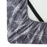 Elegant Comfort Luxuriously Soft 4-Piece Holiday Velvet Plush Flannel Sheet Set - Premium Quality - Cozy Warm, Christmas Fuzzy Velvet Flannel Fleece Deep Pocket Sheet Set - Queen, Gray Snowflake