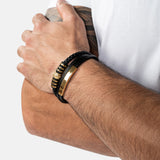 SERASAR Mens Bracelets 20cm Gold Gift Box Genuine Leather Cowhide Braided Adjust Able Magnetic Clasp Multi Layer Wrap Jewellery Rope Man Mans Male Band Jewelry Accessories