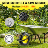 4.80/4.00-8" Tire and Wheel Flat Free 16", Solid Wheelbarrow Tire with 5/8" & 3/4" Bearings 3" Centered Hub, 14"-16" Universal Fit Wheelbarrow Tires for Hand Truck/Garden Trailer/Trolley/Wagon (1)