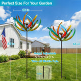 83" Large Solar Wind Spinner Outdoor - Metal Tulip Flower Sculpture with Multi-Color LED Glass Ball - Waterproof Kinetic Yard Art for Garden Lawn Patio, Mother’s Day Birthday Gardening Gifts