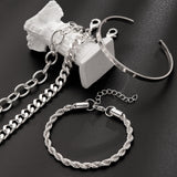 Gokeey Chunky S925 Sterling Silver Bracelets for Women Non Tarnish,Dainty Hypoallergenic Sliver Bracelet Stack Layered Cuban Paperclip Twist Link Chain Bracelets for Jewelry Gifts Waterproof