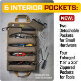 The Ryker Roll Up Tool Bag Organizer Gifts for Dad. Heavy Duty Motorcycle Tool Roll Bag Organizer. Portable Rollup Toolbag w/Detachable Pouches - Tools Bags Mens gifts for him - Mechanic & Electrician