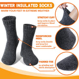 Welwoos Heated Thermal Socks for Women & Men Winter Warm Ski Thick Boot Insulated Gift Socks Stocking Stuffers for Women 3 Pairs (Dark Grey,L)