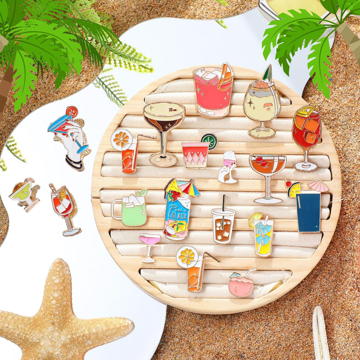 Quelay 20 Pcs Cocktail Enamel Pin Classic Cute Lapel Pin Set Beach Brooch Badges Jewelry for Bartender Aprons, Jackets, Backpacks and Purses, Shirt and Suit Lapels