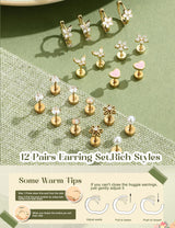 Hypoallergenic Flat Back Earrings for Women Girls Teen Kids Toddler Gold