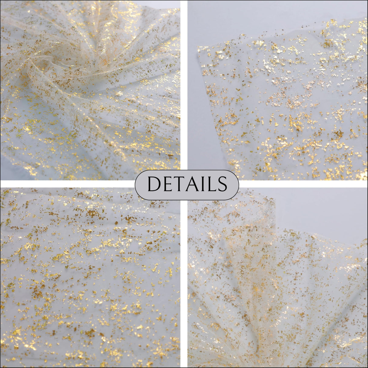 Snowkingdom 6Pcs 10 Ft Gold Table Runners, Sheer Chiffon Tulle Cheesecloth Golden Sequin Glitter Metallic Foil, Gold Party Table Decoration Centerpiece for Wedding Birthday Anniversary Christmas