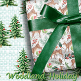 BIOBROWN Reversible Christmas Wrapping Paper - Jumbo Roll - 30 Inch X 33 Feet (82.5 sq. ft. ttl.) - Doe Floral Design Perfect for Xmas, Party, Holiday Gift Wrap