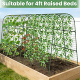 Cucumber Trellis, Metal Garden Arch Trellis for Raised Bed, 48 x 48inch U-Shape Garden Trellis for Climbing Plants Outdoor, Vegetables Fruit Plant Support with Netting, Gardening Supplies (Green)