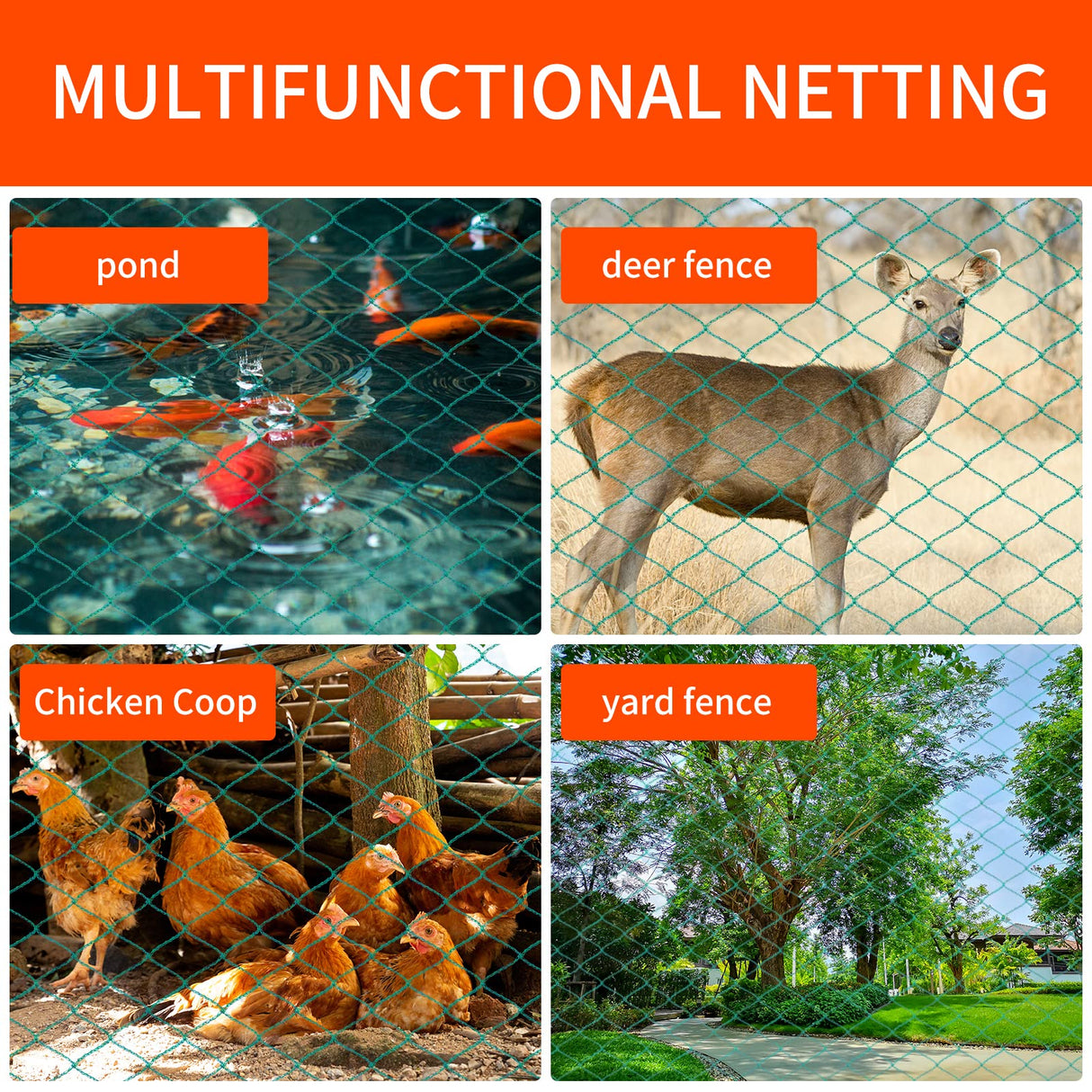 Bird Netting 20'x40' with 1" Square Mesh Bird Net Garden Netting for Chicken Coop, Aviary, Deer Fence, Chicken Netting Fruit Tree Netting