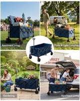 Portal Ultra Compact Folding Wagon Cart with Brakes, 300L Large Cart