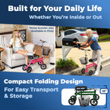 KneeRover Steerable Knee Scooter Knee Walker for Adults for Foot Surgery, Broken Ankle, Foot Injuries - Foldable Knee Rover Scooter for Broken Foot Injured Leg Crutch Alternative with Basket Green