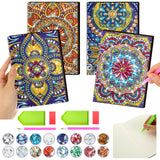 Ctosree 4 Pcs Diamond Art Notebook Kits for Adults 8.3'' x 5.7'' 5d Leather Painting Journals DIY Mandala Flower Gem Dots Sketchbook Craft for Men Women Birthday Gift Christmas with Tools