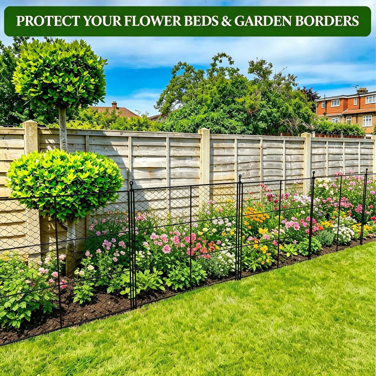 6 Panels Chicken Wire Plant Protectors, 14.26ft(L) x 24in(H) Plant Protectors from Animals, Raised Garden Bed Fencing, Garden Protection Bunny Barricades from Chicken Squirrels for Vegetables