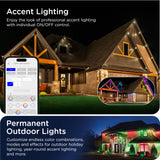 Enbrighten Vibe Eternity Permanent Outdoor Lights for House, 100 Feet, 72 RGBWIC LEDs, Close Spacing, 33lm, Color Changing, Christmas, Eave Lighting, Smart App, Works with Alexa, Google Home, 82730