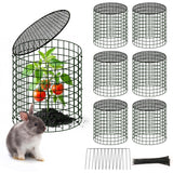 6 Sets of DIY Metal Plant Protectors from Deer, Garden Fencing Animal Barrier Size 11.8 * 12.9 inches, Mesh Plant Cage Chicken Wire Cloche for Plants with Stakes and Nylon Cables