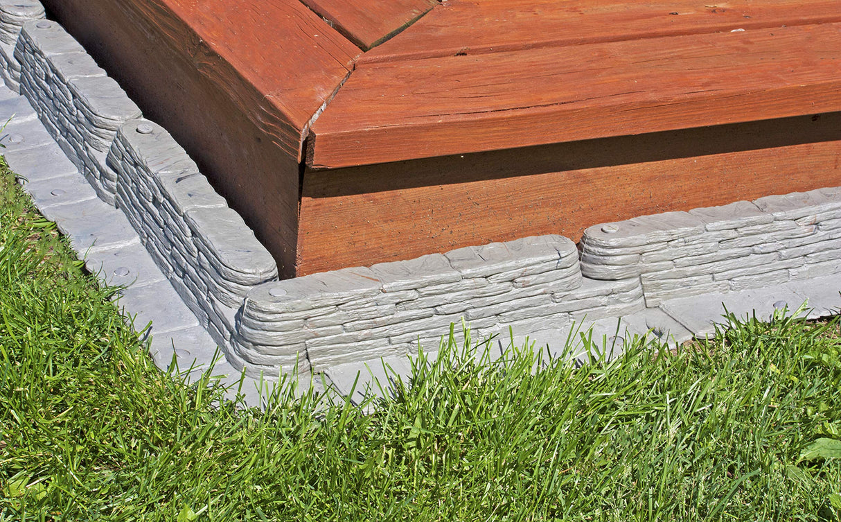 Emsco Group 2032HD Bedrocks Trim-Free Gray, 20 Feet – Natural Stacked Slate Design Garden Lawn Edging