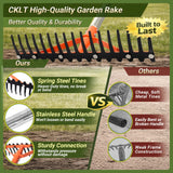 CKLT 62 Inch Garden Rake with 17 Tempered Spring Steel Tines