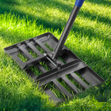 Lawn Leveling Rake, 6 FT Long Lawn Leveler with 17 x 10 Small Rakes Head for Smooth Garss Soil Dirt Sand, High Effect Long Handle Ground Leveling Tool with Round Edge for Yard Garden, No Flip