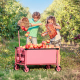 HOMBETTA 29.3" Collapsible Wagon Cart, 150L Heavy Duty Folding Utility Wagon with Wheels, 260 lbs Load, Portable Rolling Cart for Garden, Shopping, Sports, Camping, Pink